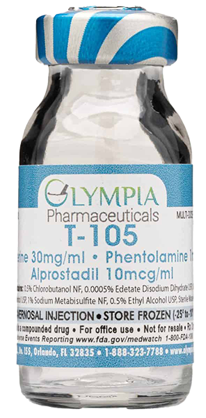 Front view of a vial of Trimix T-105.